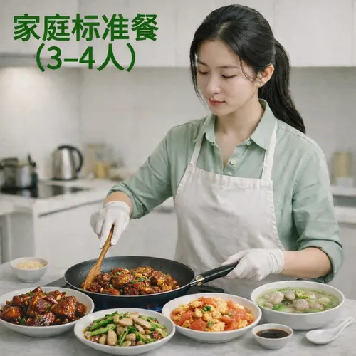 做饭钟点工｜家庭标准餐（3–4人）
