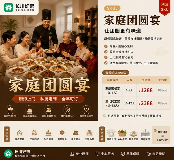 家庭团圆宴｜厨师上门｜私厨定制家庭聚餐服务