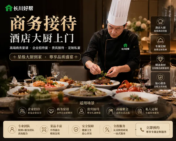 商务接待酒店大厨上门｜高端商务宴请｜企业招待宴｜贵宾接待｜定制私宴