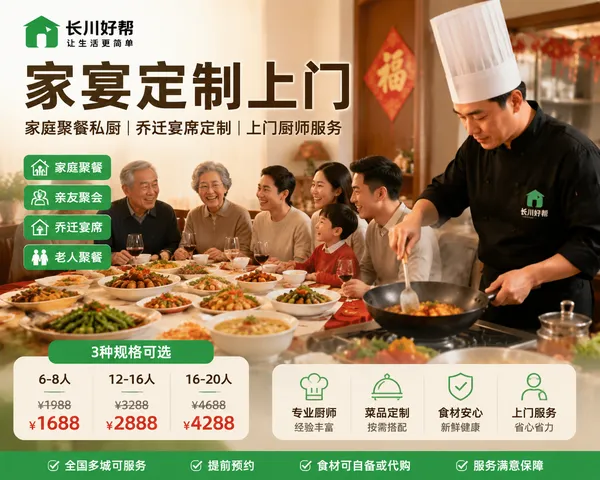 家宴定制上门｜家庭聚餐私厨｜乔迁宴席定制｜上门厨师服务