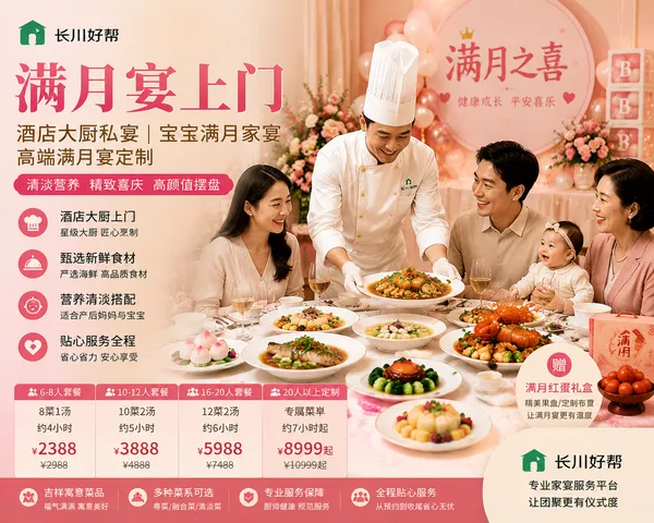 满月宴上门｜酒店大厨私宴｜宝宝满月家宴｜高端满月宴定制